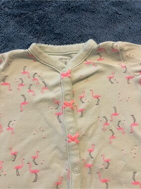 Carter's Light Green Pajama Set with Pink Flamingo Print